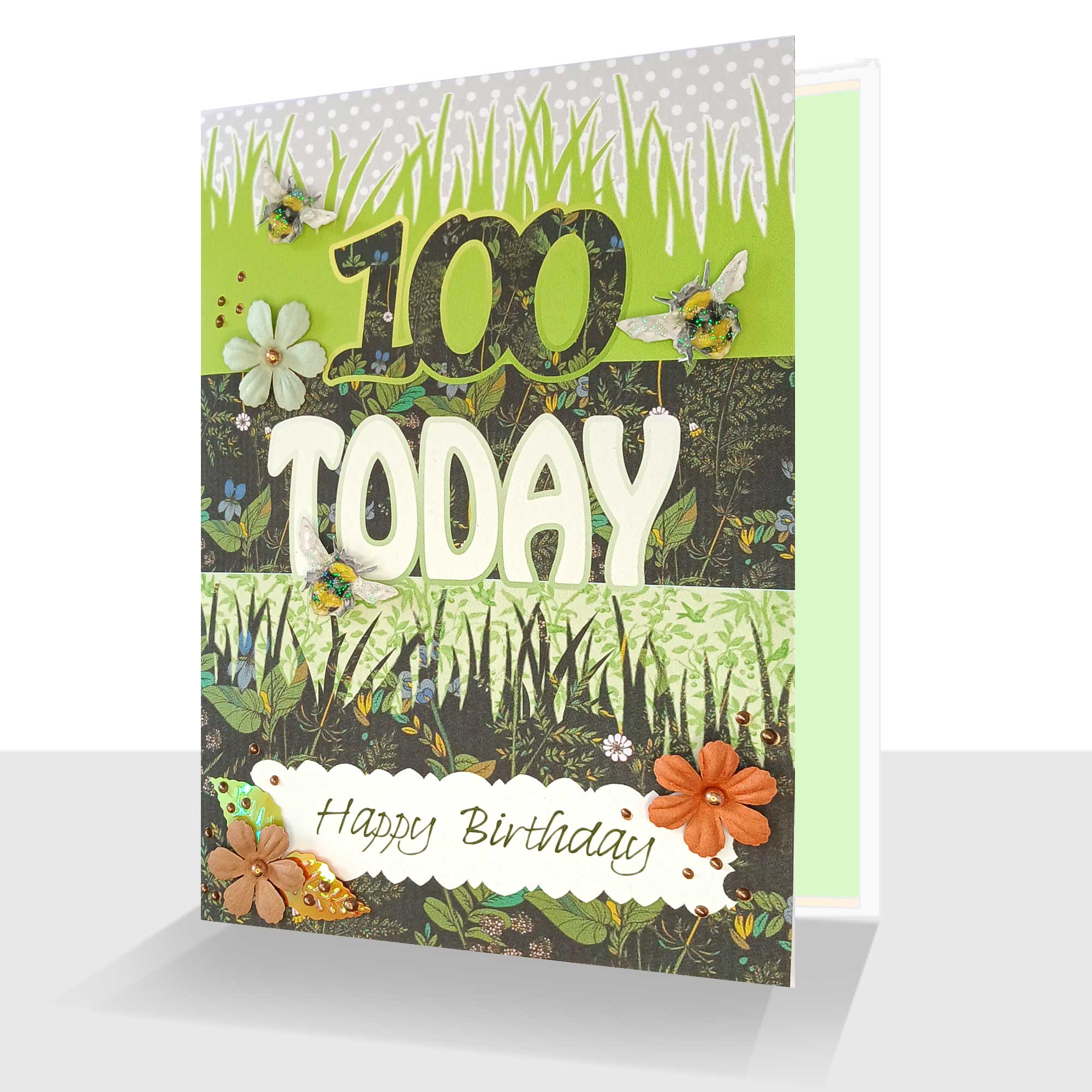 100 Today Birthday Card - Luxury Embellished Handmade -Card for him