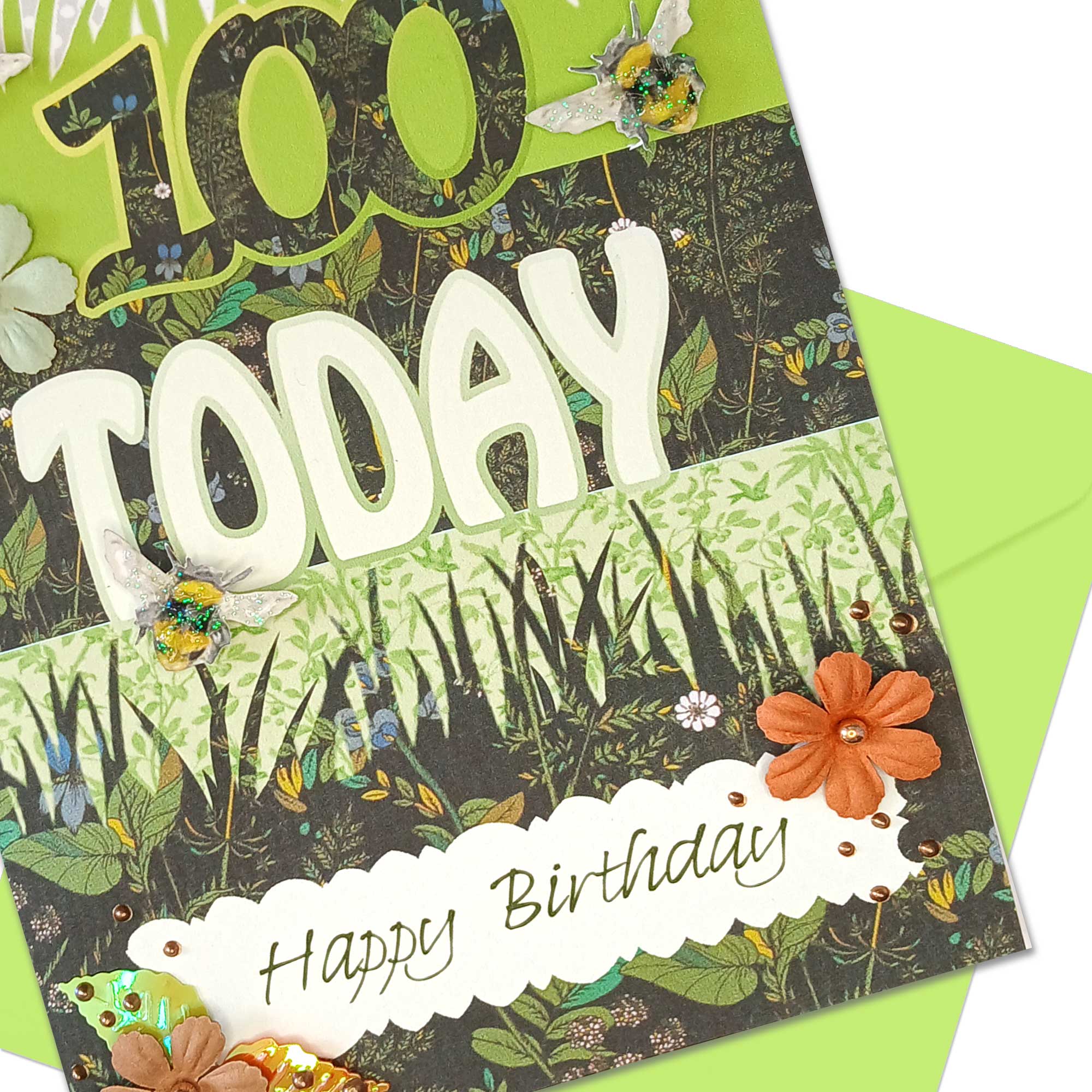 100 Today Birthday Card - Luxury Embellished Handmade -Card for him