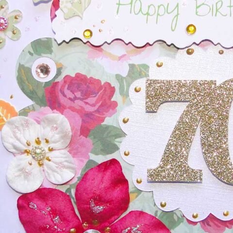 Luxury 70th Birthday Card : Unique Hand Finished - Paradis Terrestre
