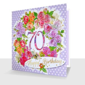 70th Birthday Card : Colourful Roses