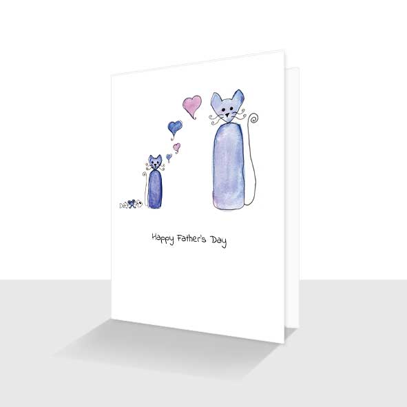Happy Father's Day Cat Lover Card: Curly Cats Dad Card