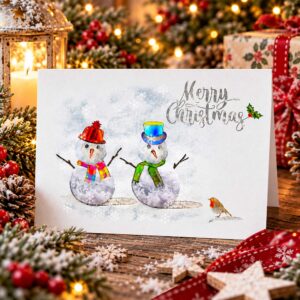 Cute Snowmen Christmas Cards : 4 Pack