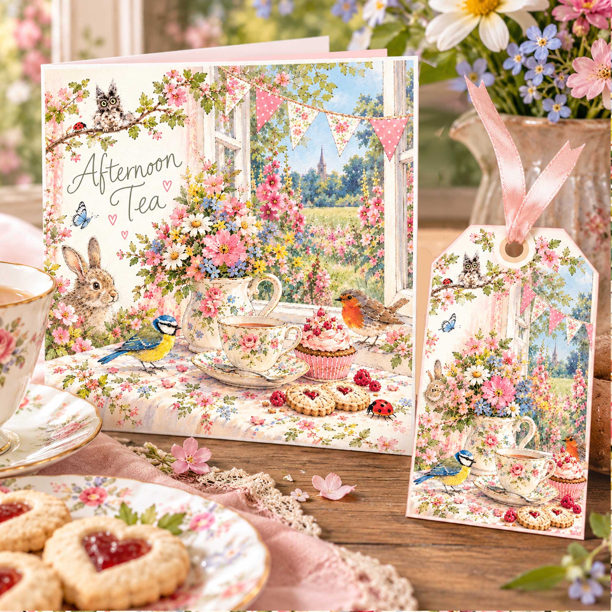 Afternoon Tea Greeting Card and matching Tag