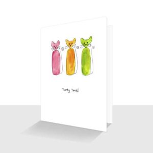 Cute Party Invitation Card: Three Cats Party Time