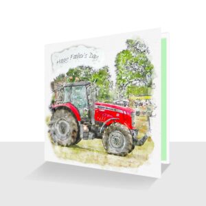 Red Tractor Father's Day Card -Watercolour