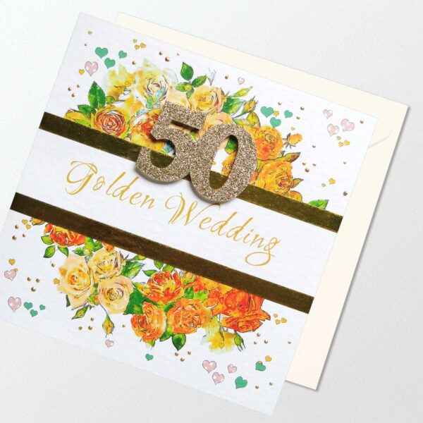 50th Anniversary Card Golden Wedding : Handmade - Image 2