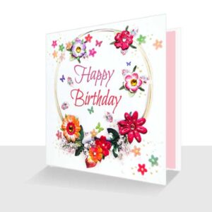 Floral Happy Birthday Card: Shabby Chic Mixed Media Pinks