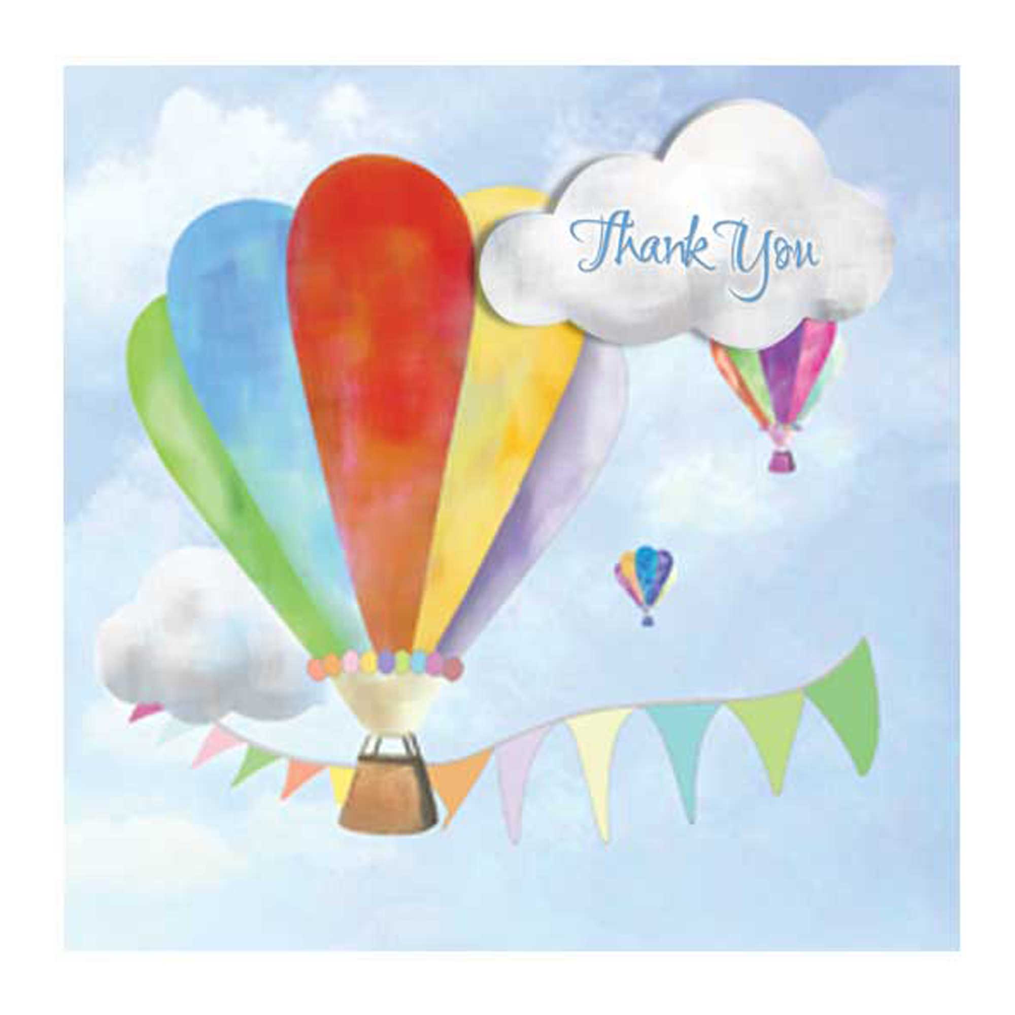 Colourful Thank You Card Hot Air Balloons- Paradis Terrestre