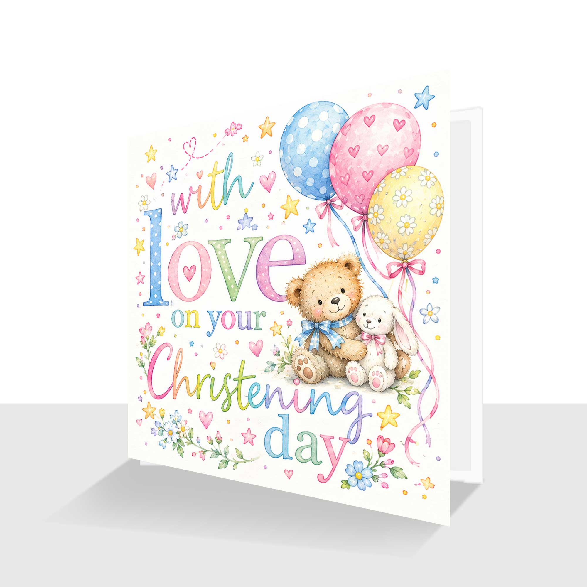 Christening Day Card - With Love - Fun Modern