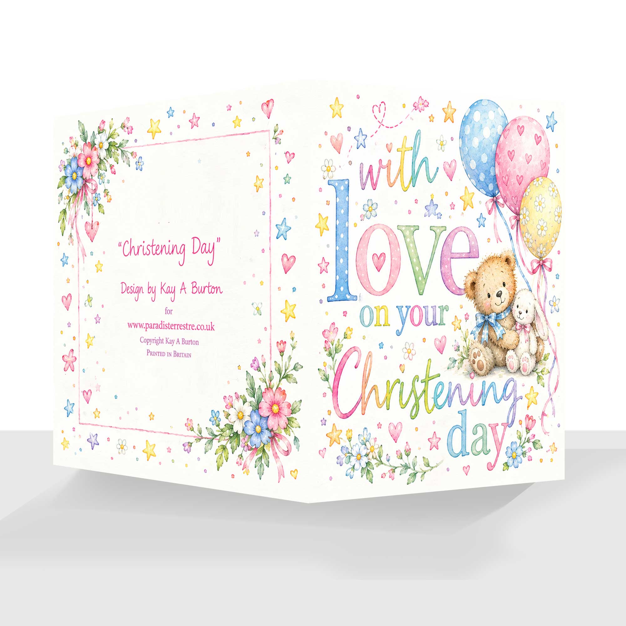Christening Day Card - With Love - Fun Modern