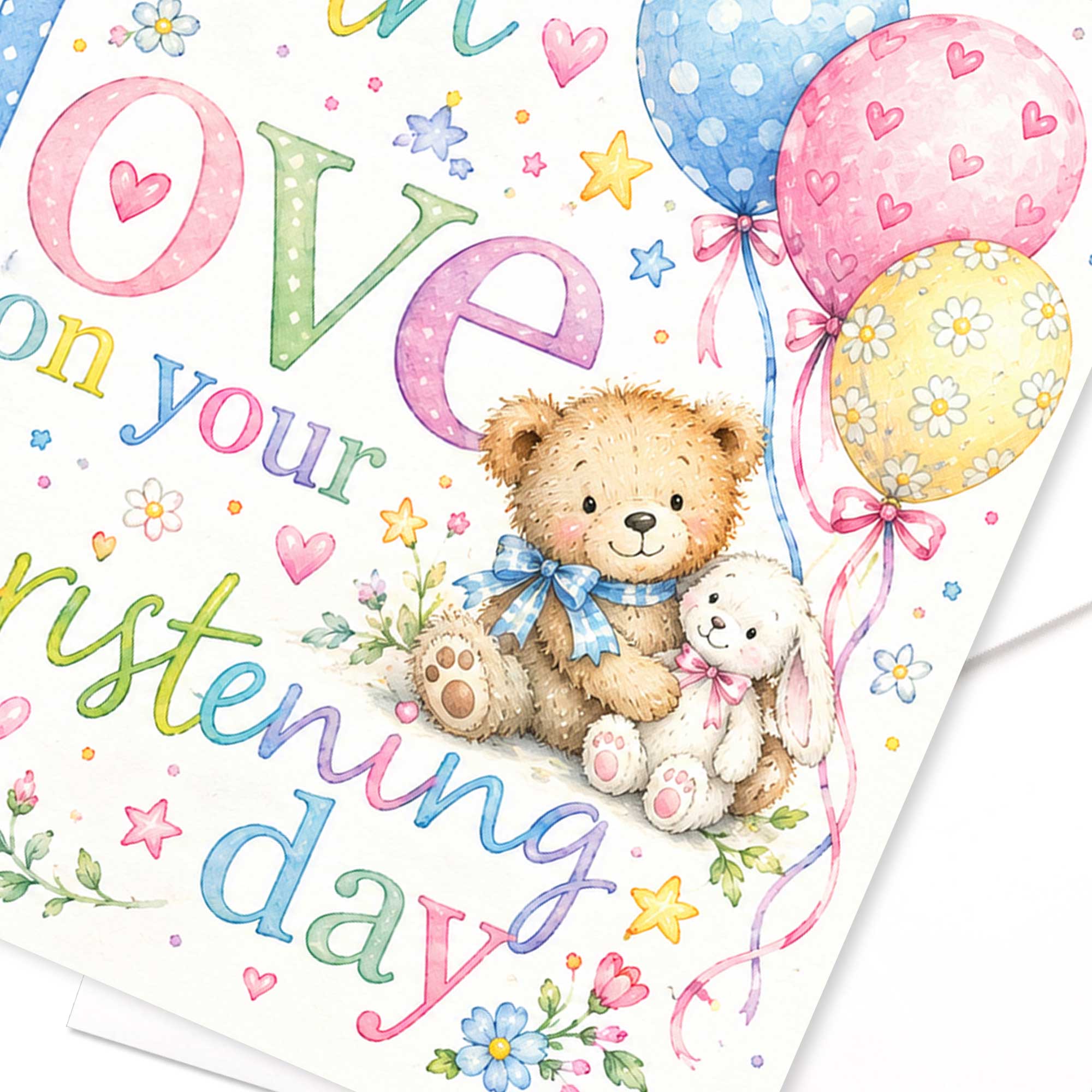 Christening Day Card - With Love - Fun Modern