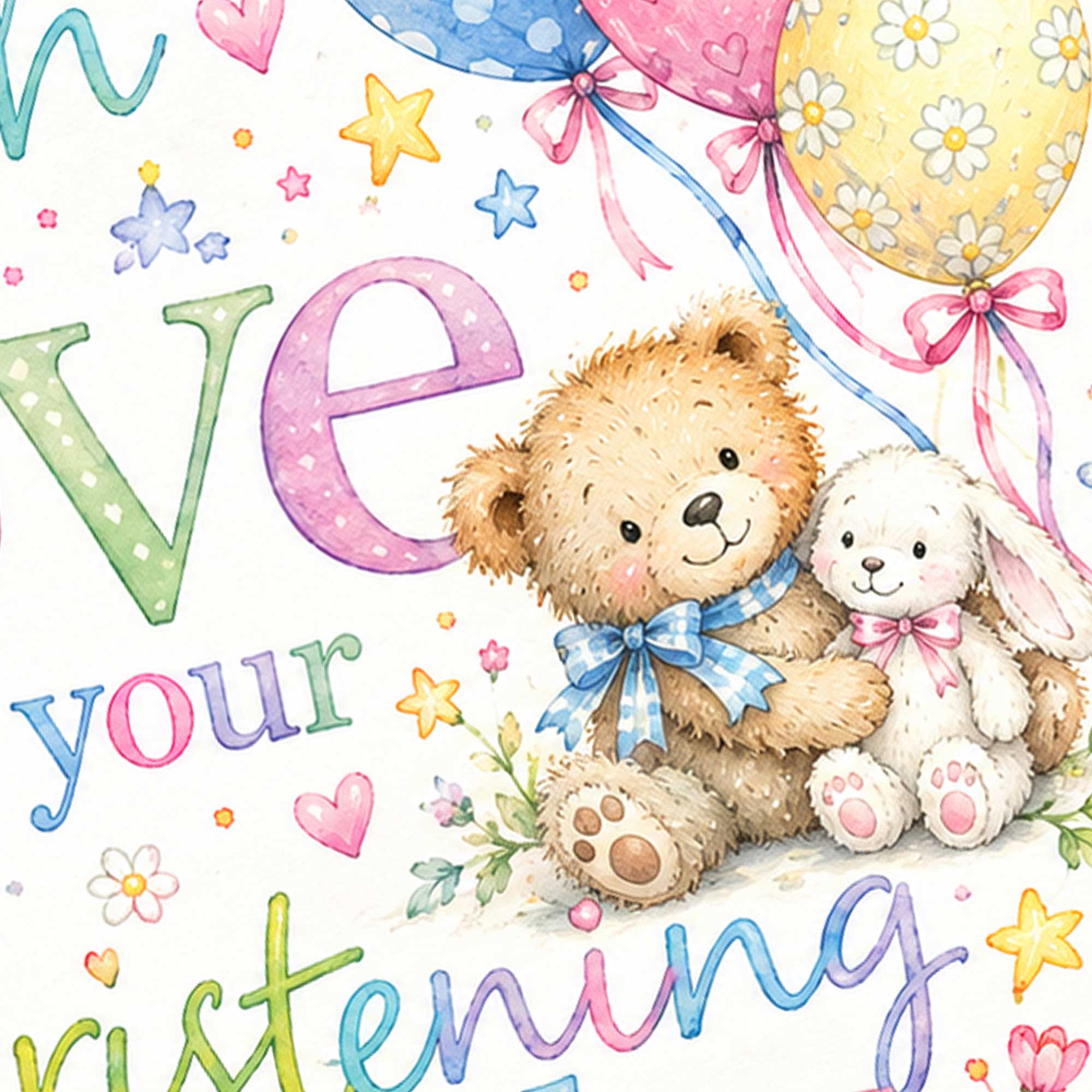 Christening Day Card - With Love - Fun Modern