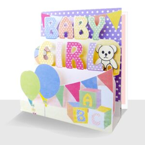 New Baby Girl Card - 3D Baby Girl Greeting Card