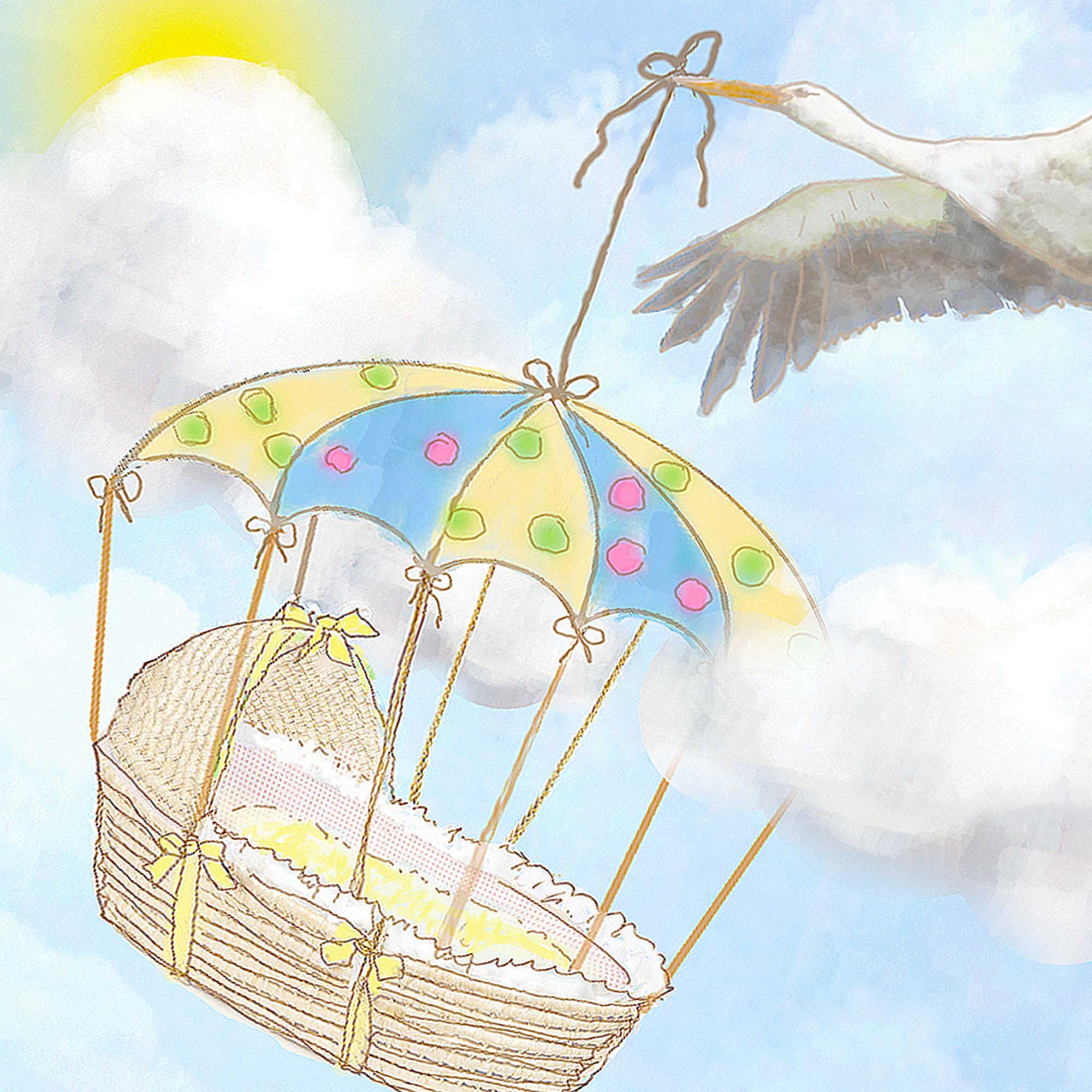 New Baby Card -New Baby Boy Or New Baby Girl : Blank Inside : Stork
