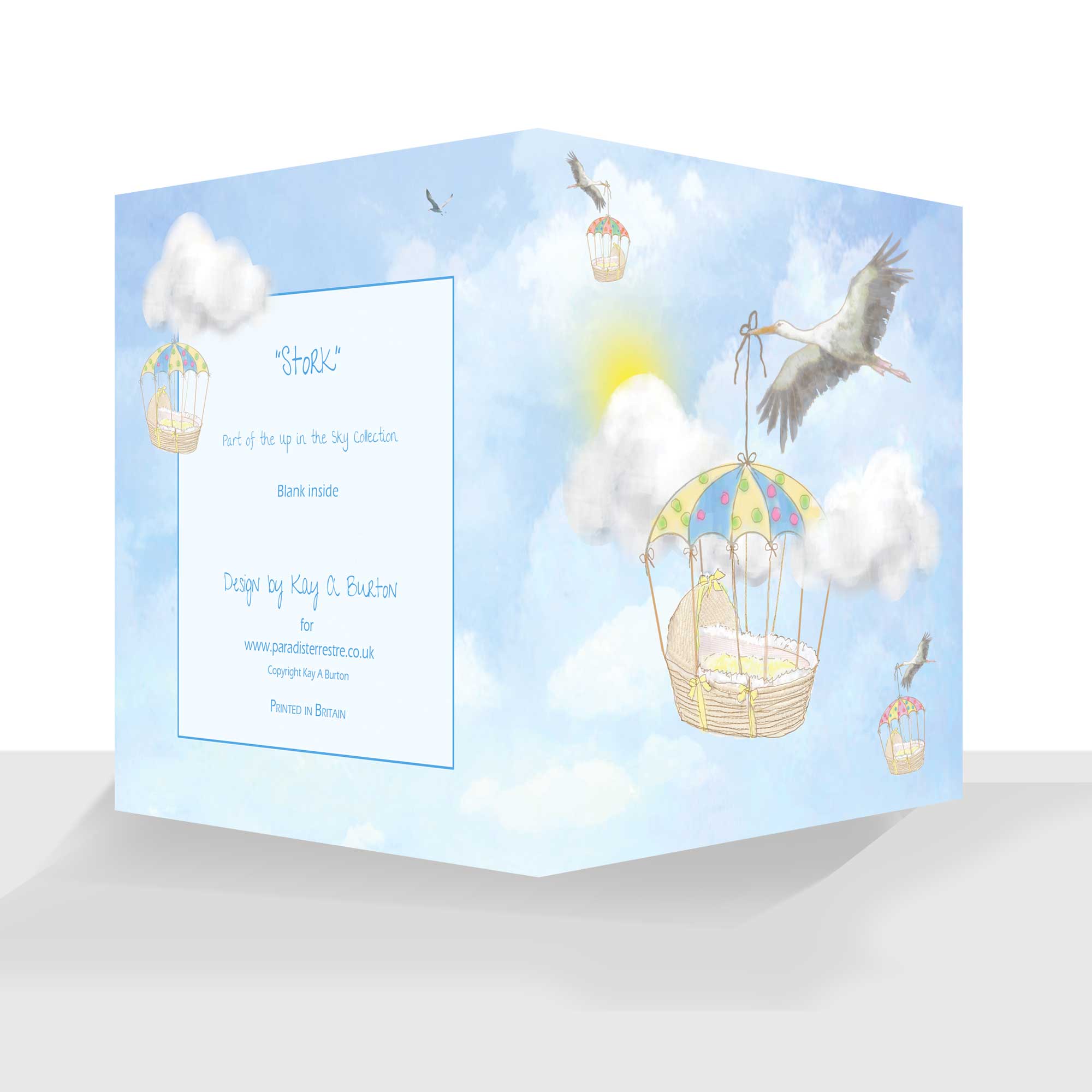 New Baby Card -New Baby Boy Or New Baby Girl : Blank Inside : Stork