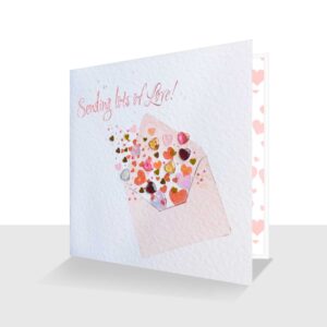 Sending Lots of Love Card : Hand Embellished Heart Card : Hearts Inner