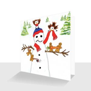 Humorous Christmas Card Snowman A fun Christmas Card Naughty robins and gingerbread men pinch the Snowman's carrot nose and clothes!