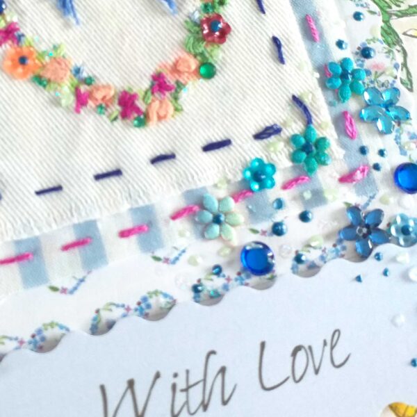 Luxury Hand Embroidered Card With Love Heart