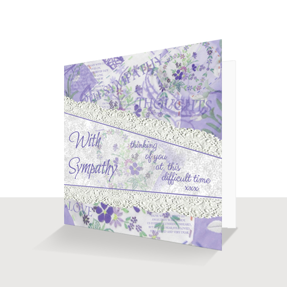 With Sympathy Card Purple Floral Condolence Card