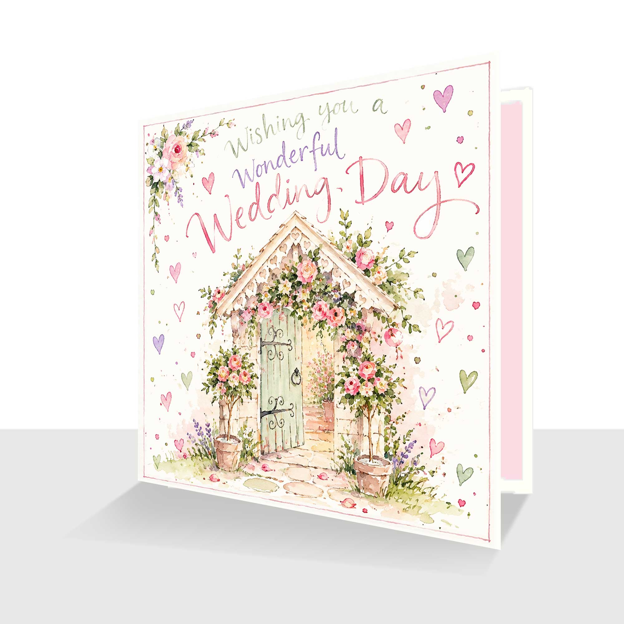Wonderful Wedding Day Card Pink Floral