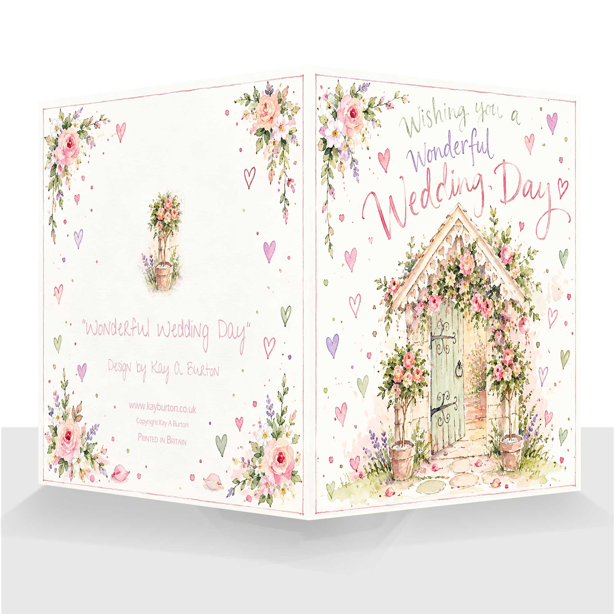 Wonderful Wedding Day Card Pink Floral