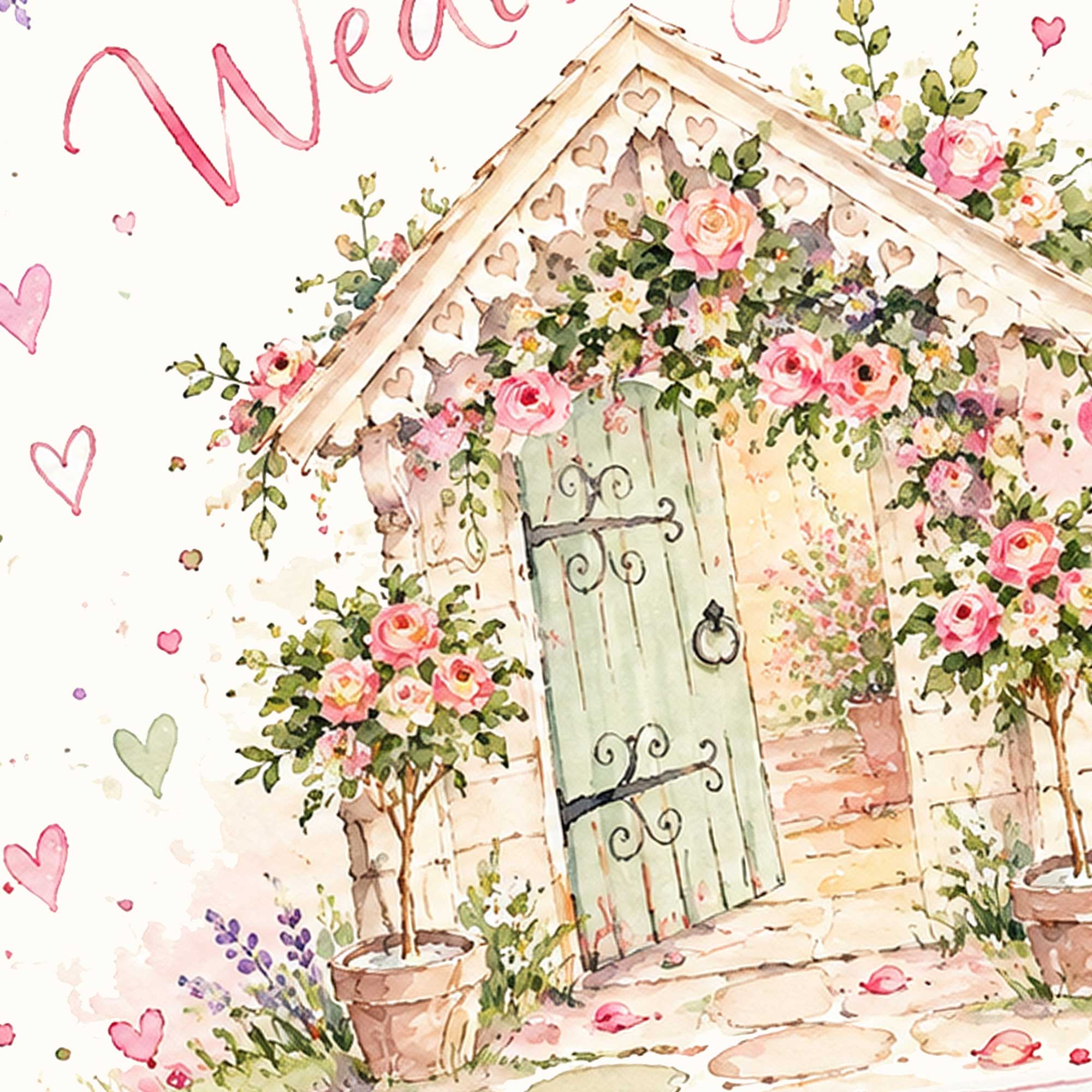 Wonderful Wedding Day Card Pink Floral