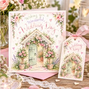 Wonderful Wedding Day Card Pink Floral