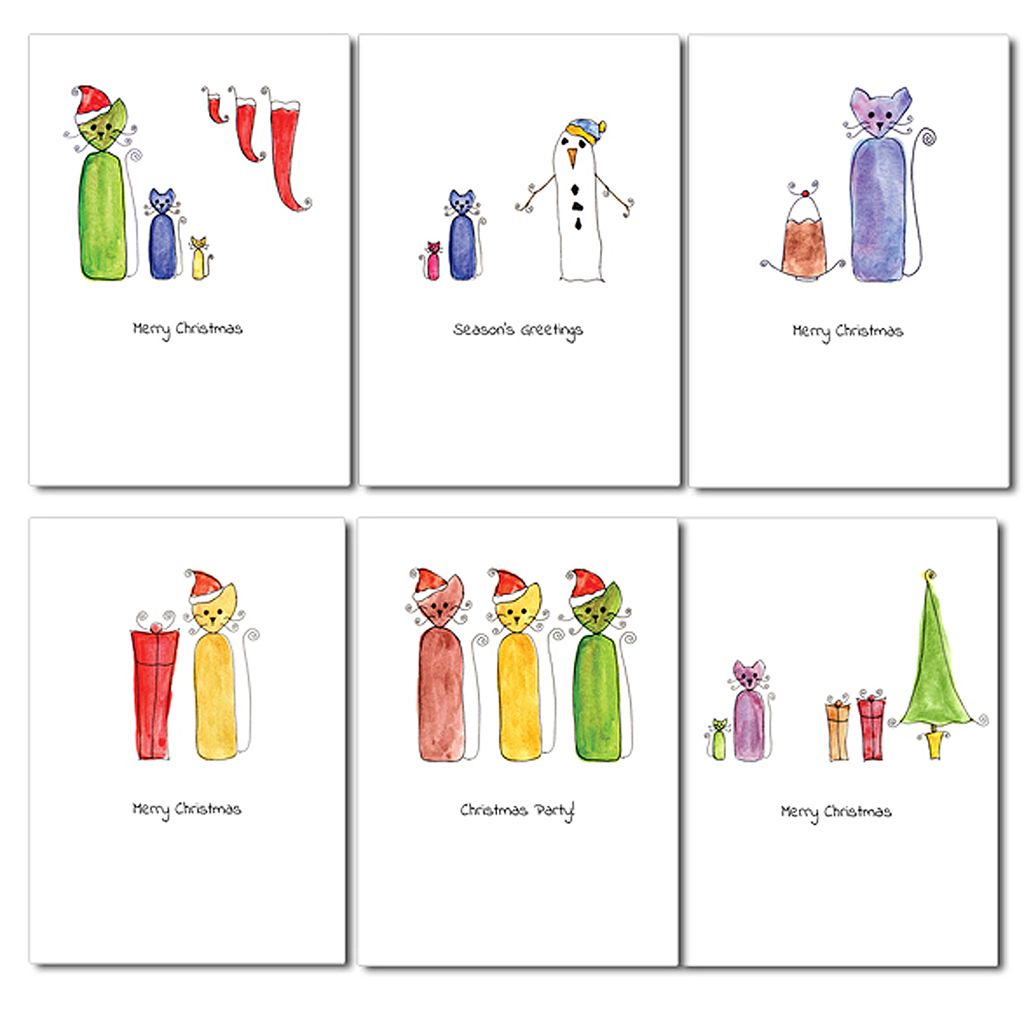 Curly Cats Christmas Card Collection 6 Pack - Image 2