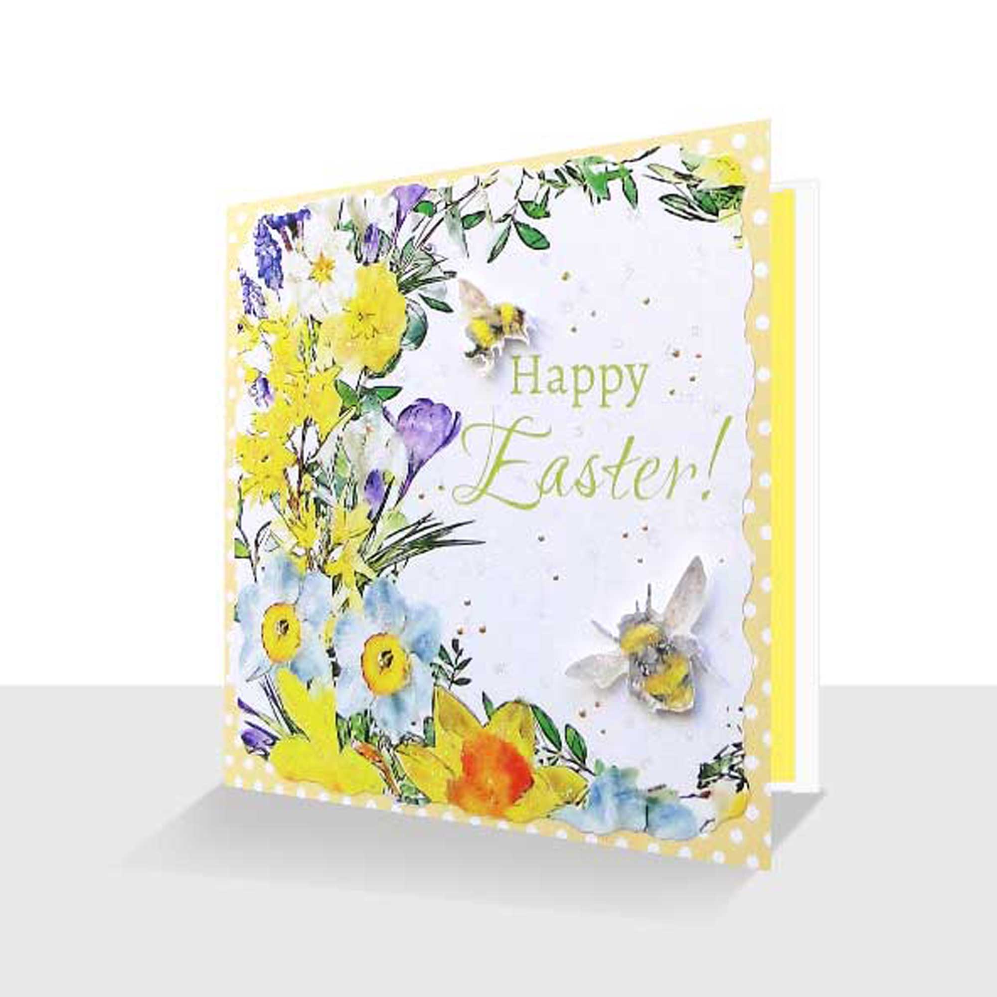 Happy Easter Card Spring Flowers Unique Springtime Bee Card