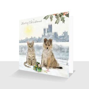 Cat and Dog Christmas Card