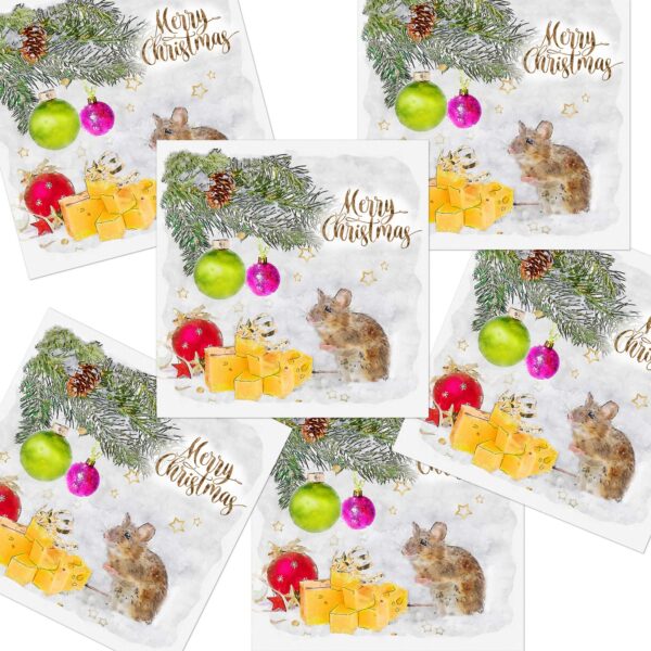 Cute Mouse & Cheese Christmas Cards
