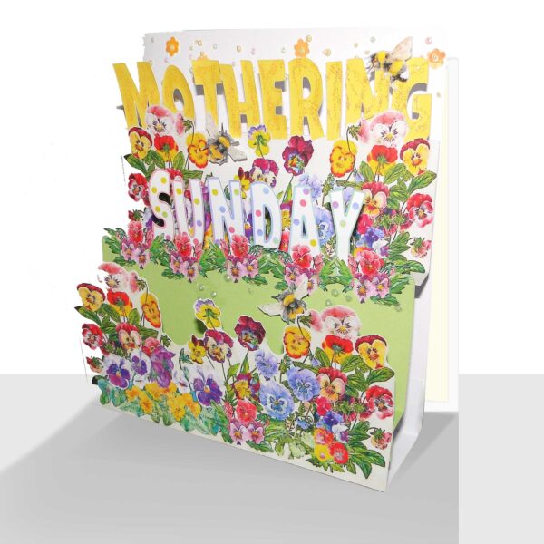 Pop Up Mothering Sunday Card – Pansies Mothers Day