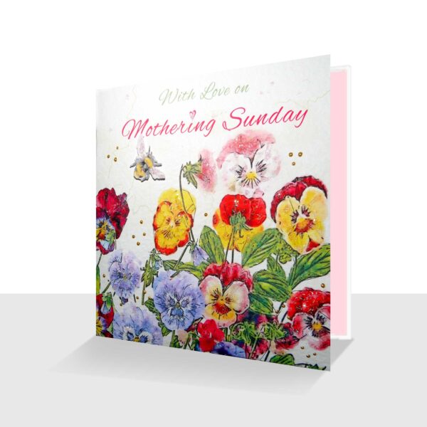 With Love on Mothering Sunday Card Colourful Pansies
