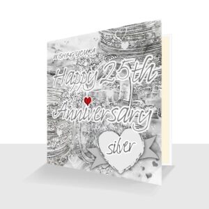 25th Wedding Anniversary Card: Silver Wedding Anniversary : Watercolour Design