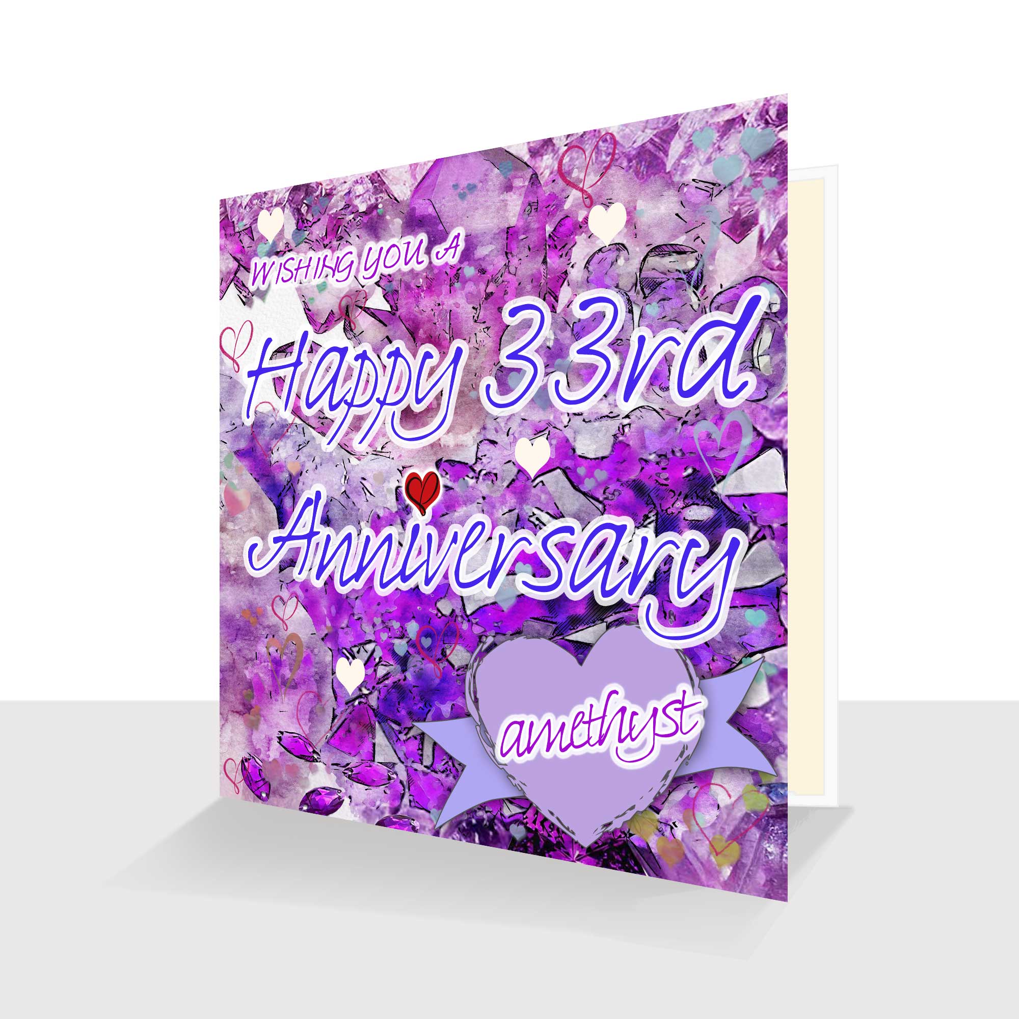 33rd Wedding Anniversary Card : Amethyst Wedding Anniversary : Watercolour Design