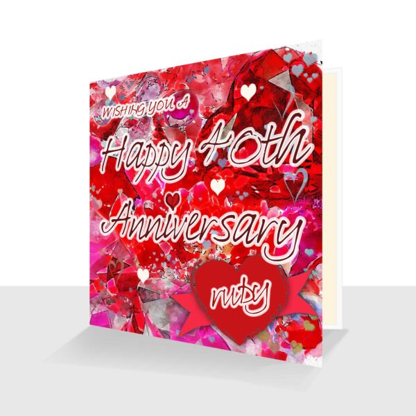 40th Wedding Anniversary Card : Ruby Wedding Anniversary : Watercolour Design