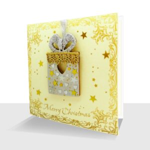 Luxury Handmade Xmas Card with Tree Decoration : Christmas Card with Detachable Ornament
