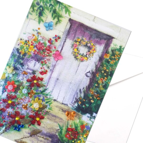 Garden Door Embellished Card : A6 Blank all Occasion Card
