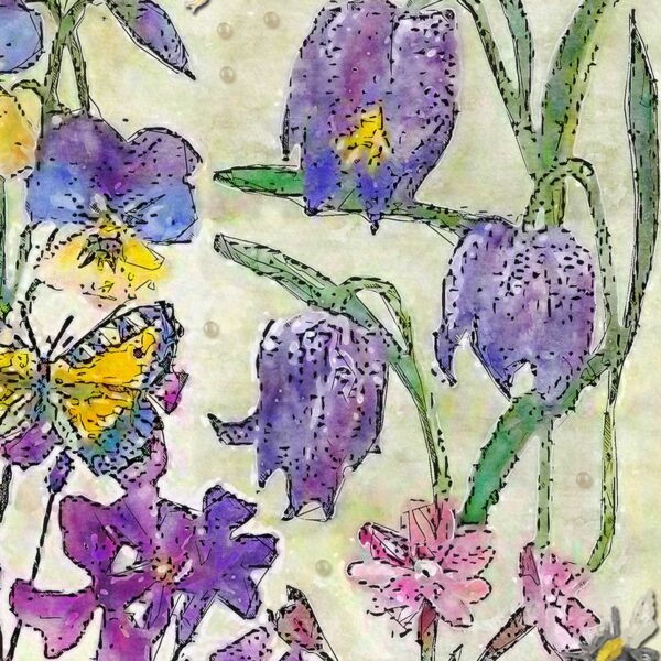 Wild Flowers and Butterflies: Unique All Occasion Card 5" x 7"