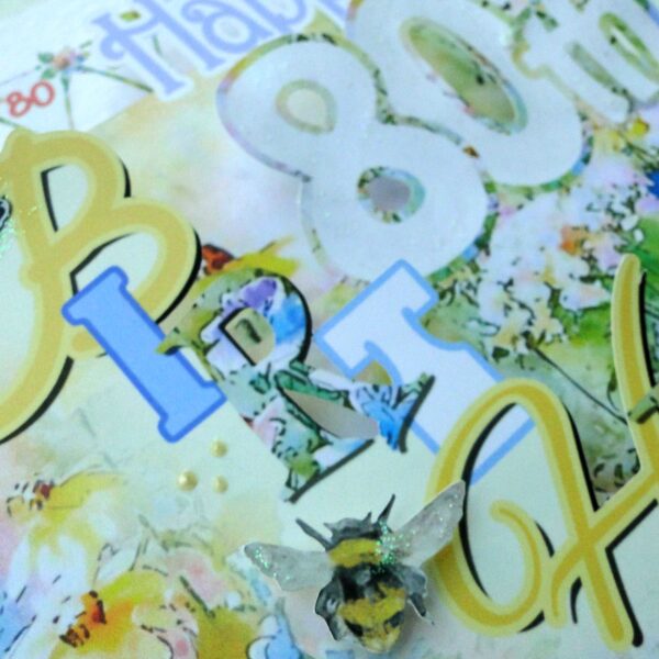 3D 80th Birthday Card-Luxury Handmade Delicate Summer Florals