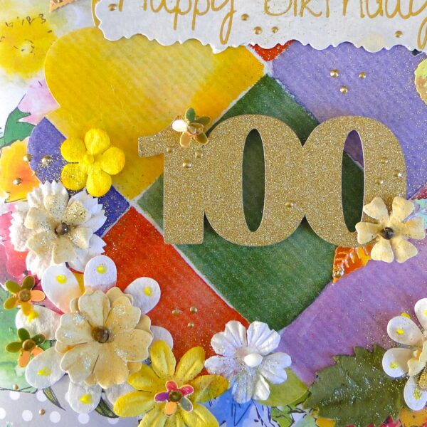 100th Birthday Card : Pretty Summer Flowers