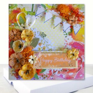Amber Floral Birthday Card Pretty Boxed Card
