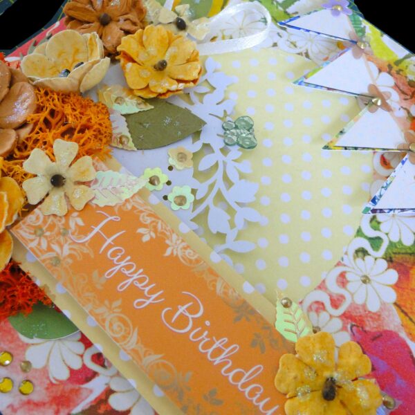 Amber Floral Birthday Card Pretty Boxed Card