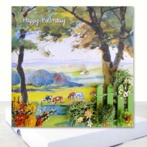 A luxurious 3-Dimensional Birthday Card with a English landscape design.