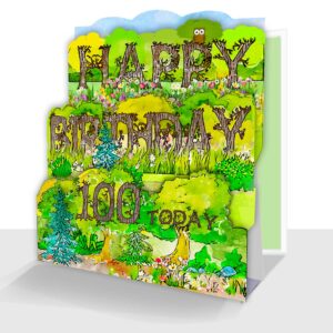 Male 100th Birthday Card - Pop Up Trees Handmade Card