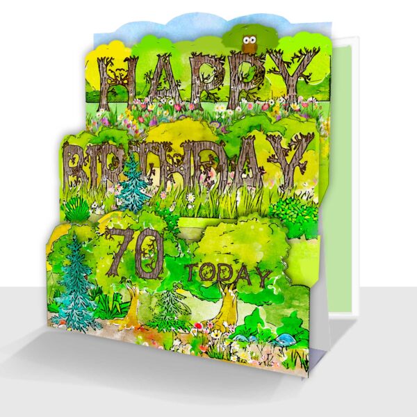 Male 70th Birthday Card - Pop Up Trees Handmade Card