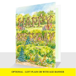 Woodland Happy Birthday Card Trees Front Age Option 5 x 7