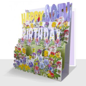 3D 80th Birthday Card – Pansies