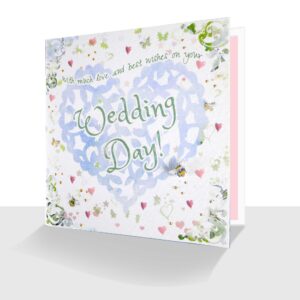 Luxury Wedding Day Card - Hearts and Bees