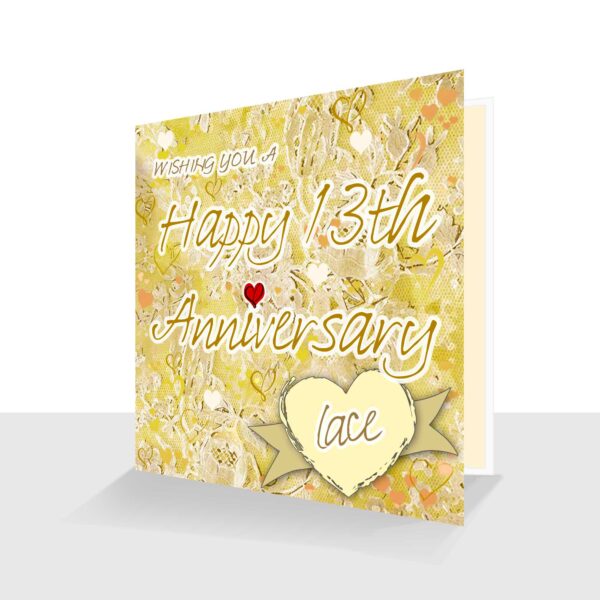 13th Wedding Anniversary Card: Lace Wedding Anniversary : Watercolour Design